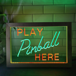 Play Pinball Here Two Tone Sign - Luxury Framed Edition