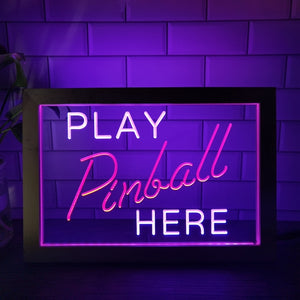 Play Pinball Here Two Tone Sign - Luxury Framed Edition