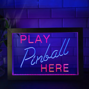 Play Pinball Here Two Tone Sign - Luxury Framed Edition