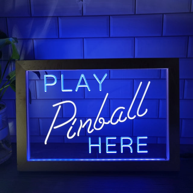 Play Pinball Here Two Tone Sign - Luxury Framed Edition