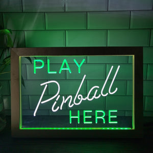 Play Pinball Here Two Tone Sign - Luxury Framed Edition