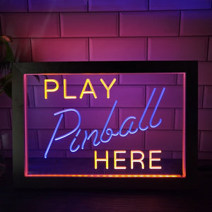 Play Pinball Here Two Tone Sign - Luxury Framed Edition