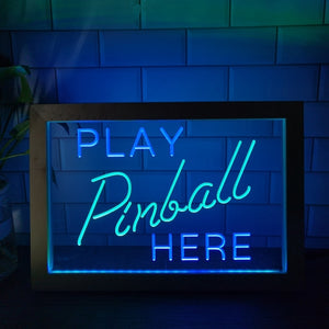 Play Pinball Here Two Tone Sign - Luxury Framed Edition