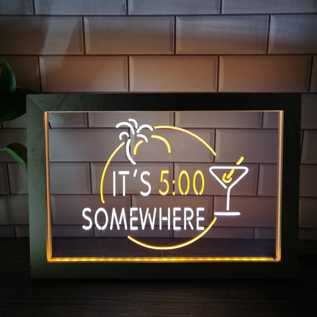 It's Five O'clock Somewhere Two Tone Sign - Luxury Framed Edition