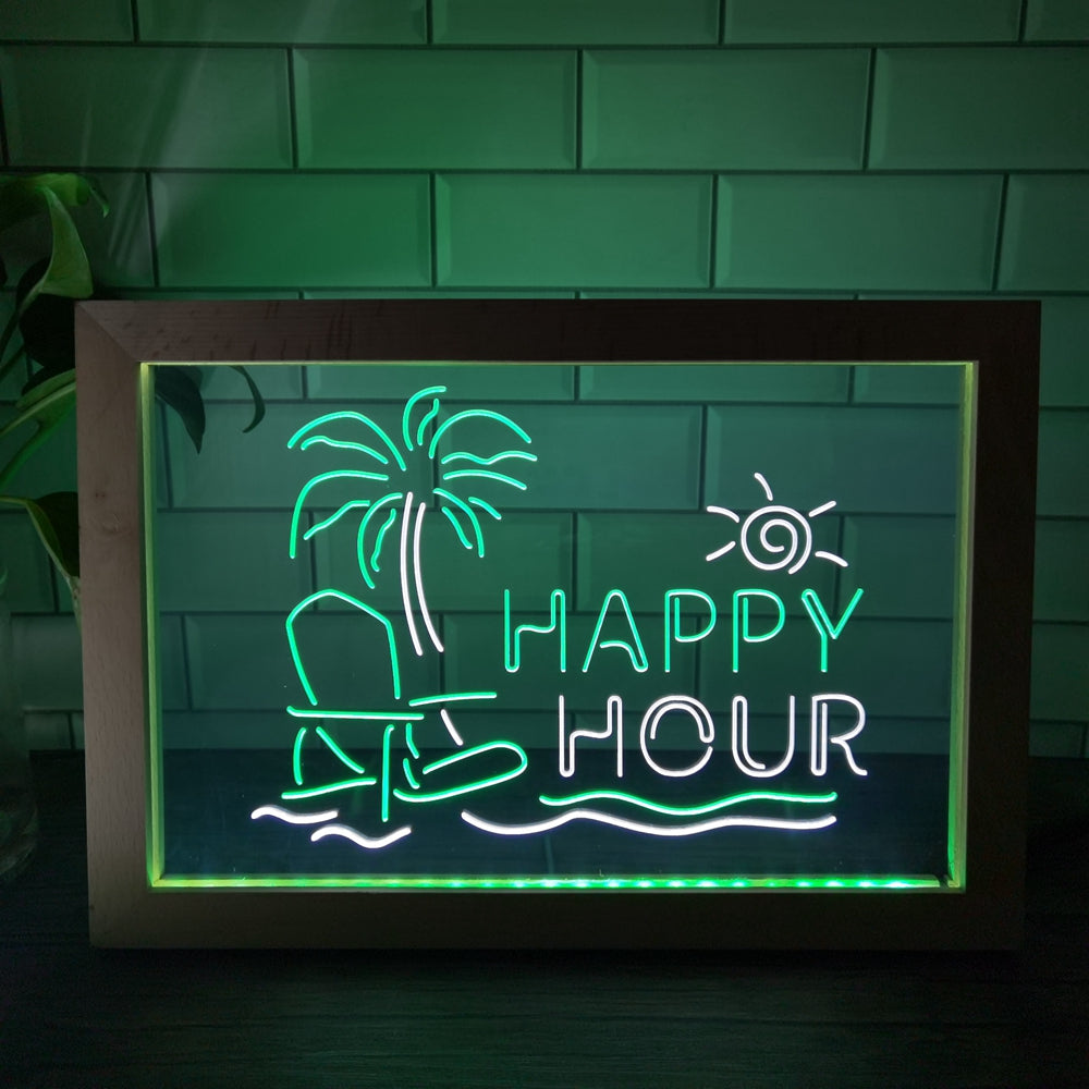 Happy Hour Two Tone Sign - Luxury Framed Edition