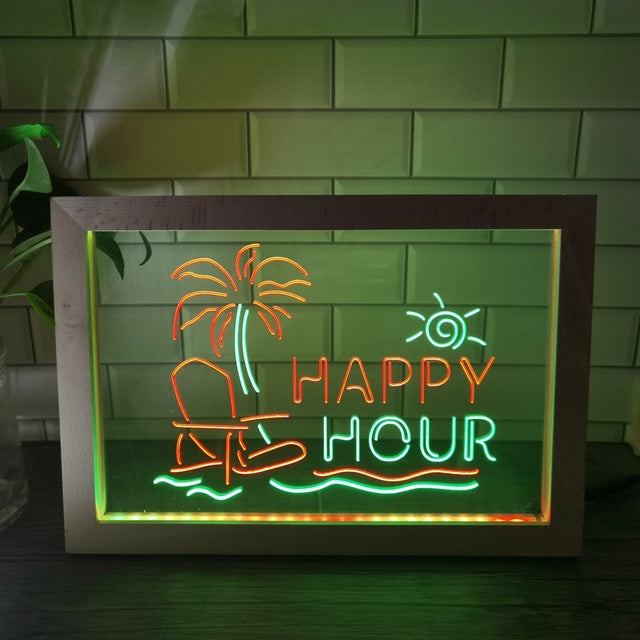 Happy Hour Two Tone Sign - Luxury Framed Edition