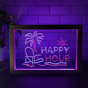 Happy Hour Two Tone Sign - Luxury Framed Edition