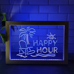 Happy Hour Two Tone Sign - Luxury Framed Edition