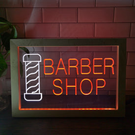 Barber Shop Two Tone Sign - Luxury Framed Edition