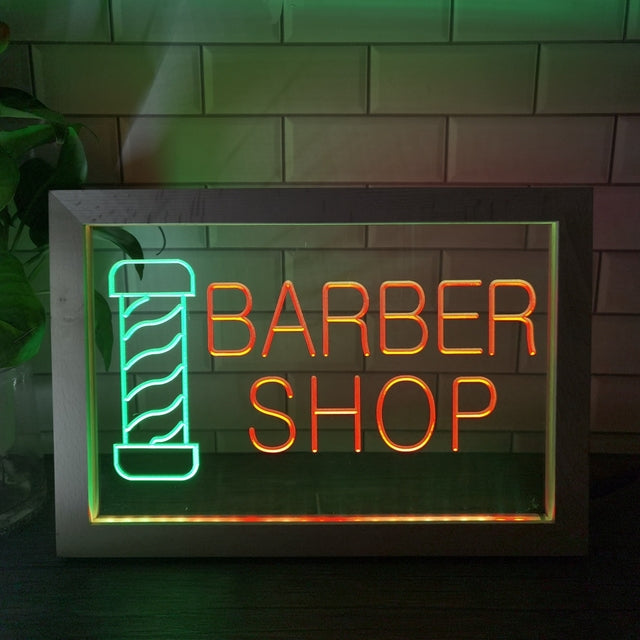 Barber Shop Two Tone Sign - Luxury Framed Edition