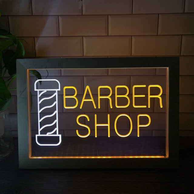 Barber Shop Two Tone Sign - Luxury Framed Edition
