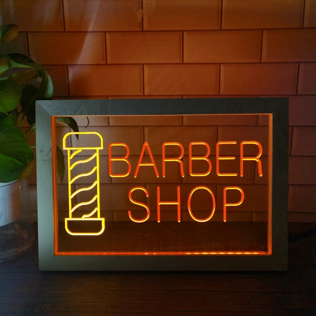 Barber Shop Two Tone Sign - Luxury Framed Edition