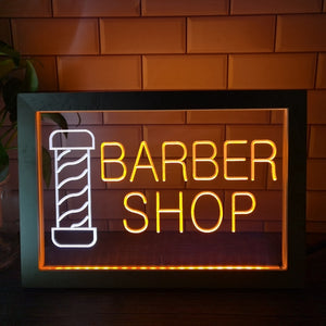 Barber Shop Two Tone Sign - Luxury Framed Edition