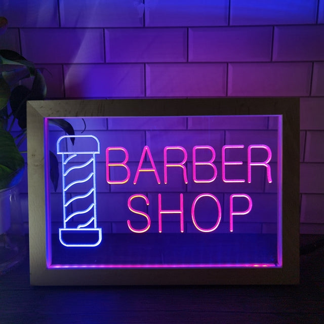 Barber Shop Two Tone Sign - Luxury Framed Edition