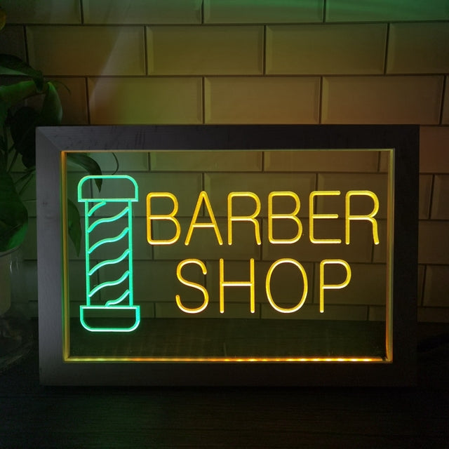 Barber Shop Two Tone Sign - Luxury Framed Edition