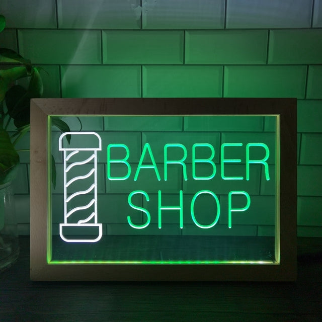 Barber Shop Two Tone Sign - Luxury Framed Edition