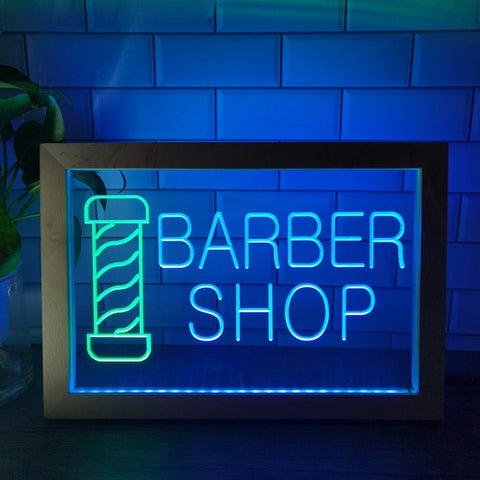 Image of Barber Shop Two Tone Sign - Luxury Framed Edition