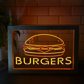 Burgers Two Tone Sign - Luxury Framed Edition