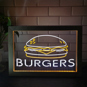Burgers Two Tone Sign - Luxury Framed Edition