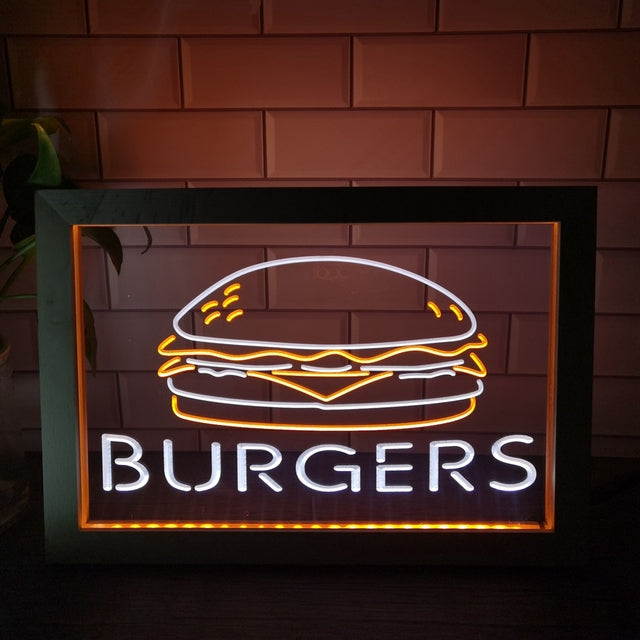 Burgers Two Tone Sign - Luxury Framed Edition