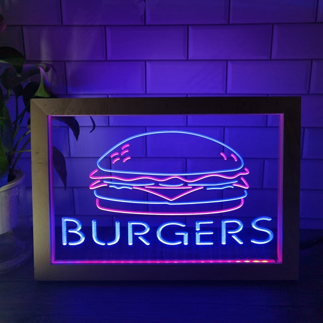 Burgers Two Tone Sign - Luxury Framed Edition