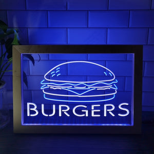 Burgers Two Tone Sign - Luxury Framed Edition