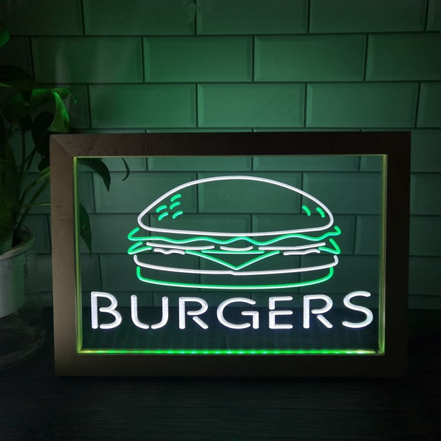 Burgers Two Tone Sign - Luxury Framed Edition