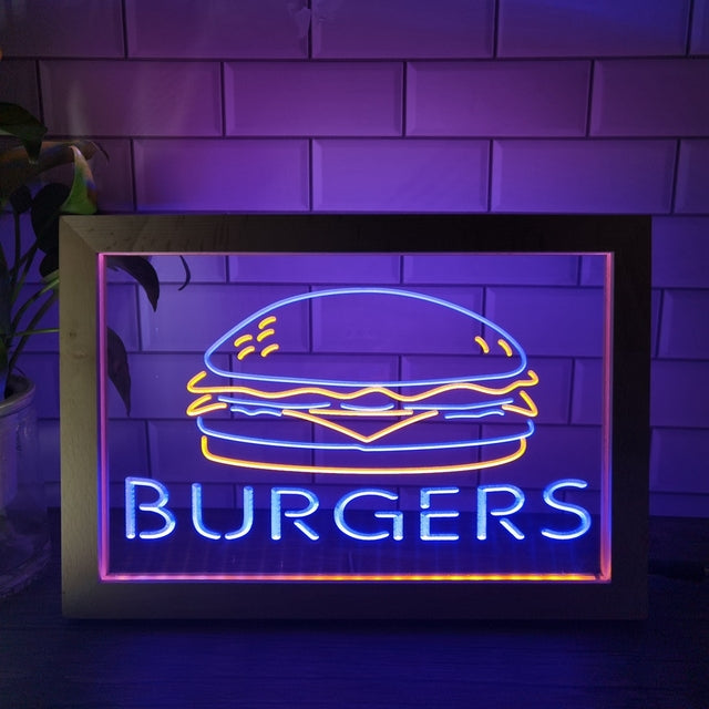 Burgers Two Tone Sign - Luxury Framed Edition