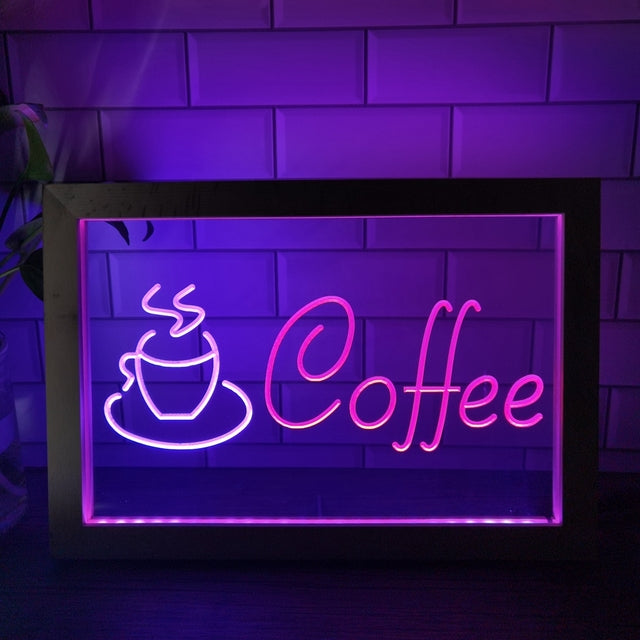 Coffee Shop Cup Two Tone Sign - Luxury Framed Edition