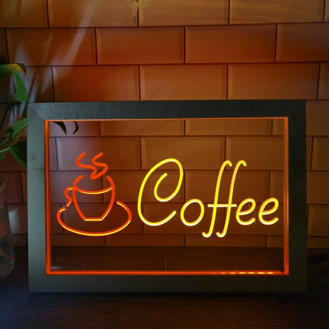 Image of Coffee Shop Cup Two Tone Sign - Luxury Framed Edition