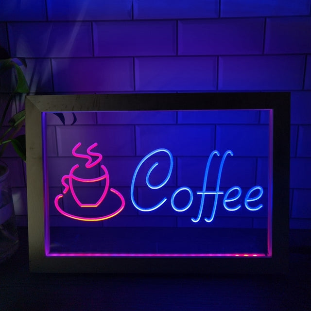 Coffee Shop Cup Two Tone Sign - Luxury Framed Edition