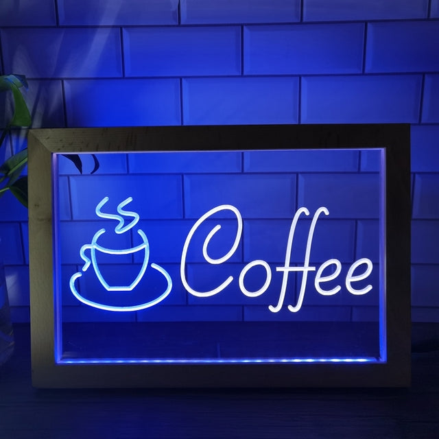 Coffee Shop Cup Two Tone Sign - Luxury Framed Edition