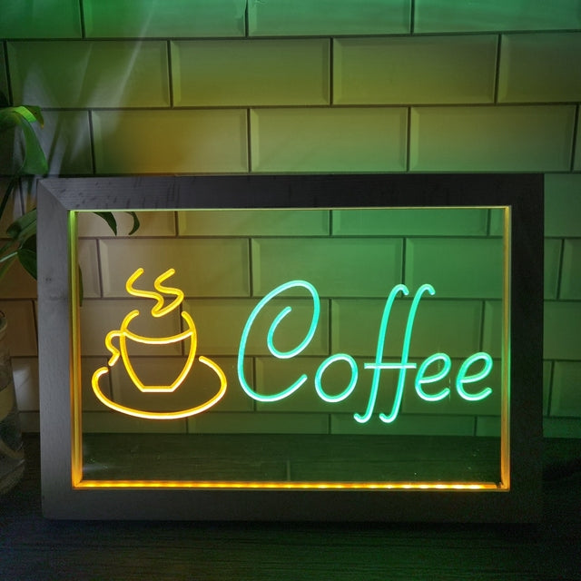 Coffee Shop Cup Two Tone Sign - Luxury Framed Edition