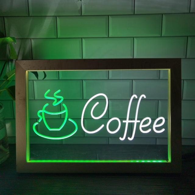 Coffee Shop Cup Two Tone Sign - Luxury Framed Edition