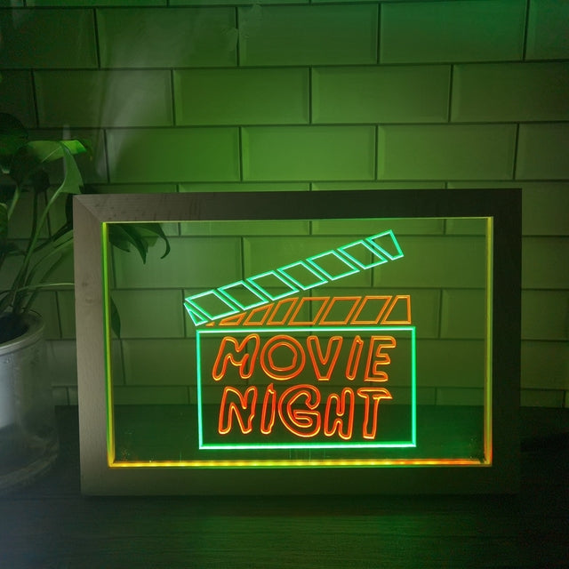 Movie Night Two Tone Sign - Luxury Framed Edition