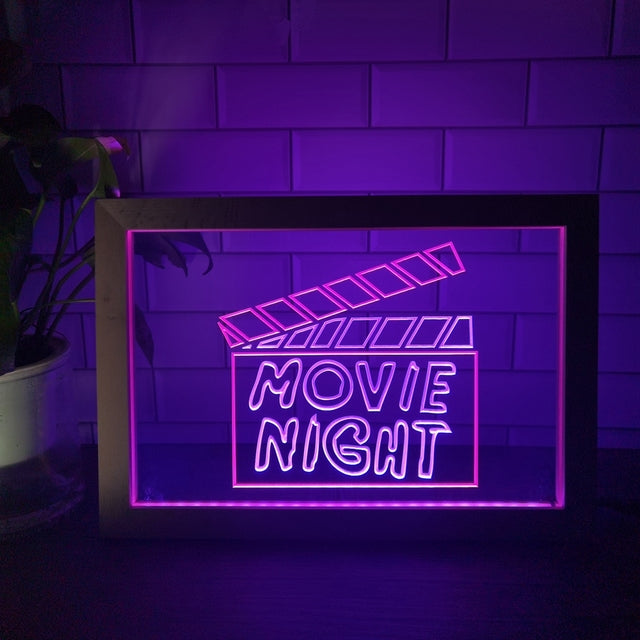 Movie Night Two Tone Sign - Luxury Framed Edition
