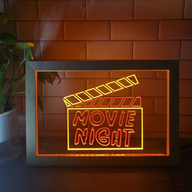 Movie Night Two Tone Sign - Luxury Framed Edition