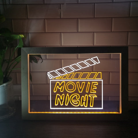 Movie Night Two Tone Sign - Luxury Framed Edition
