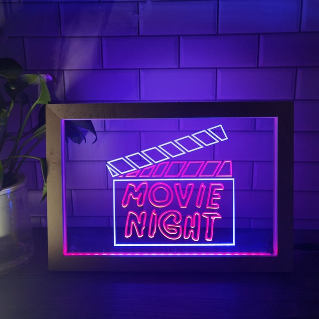 Movie Night Two Tone Sign - Luxury Framed Edition