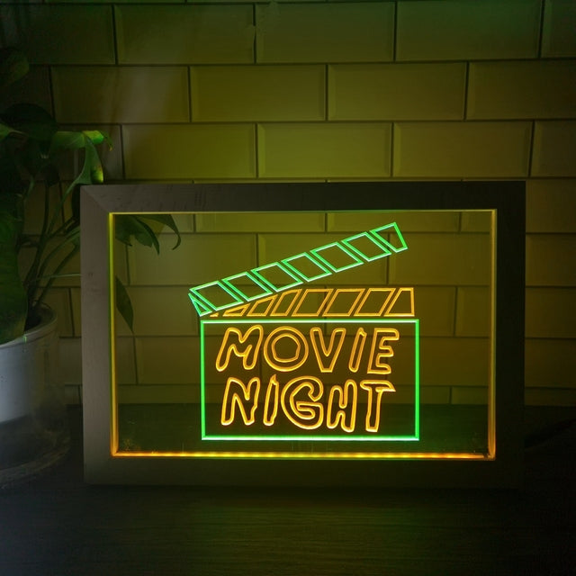 Movie Night Two Tone Sign - Luxury Framed Edition