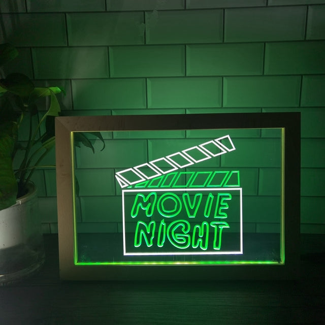 Movie Night Two Tone Sign - Luxury Framed Edition