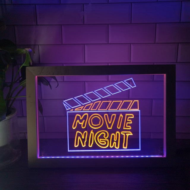 Movie Night Two Tone Sign - Luxury Framed Edition