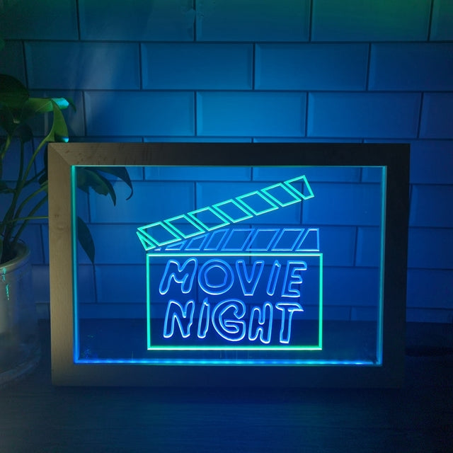Movie Night Two Tone Sign - Luxury Framed Edition
