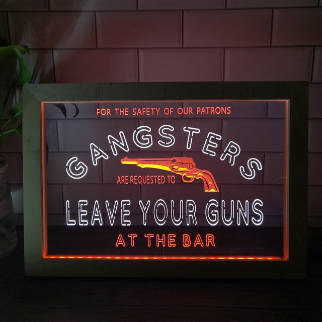 Gangsters Two Tone Bar Sign - Luxury Framed Edition