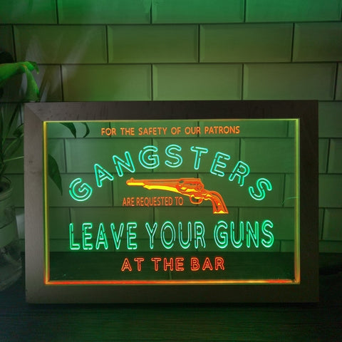 Image of Gangsters Two Tone Bar Sign - Luxury Framed Edition