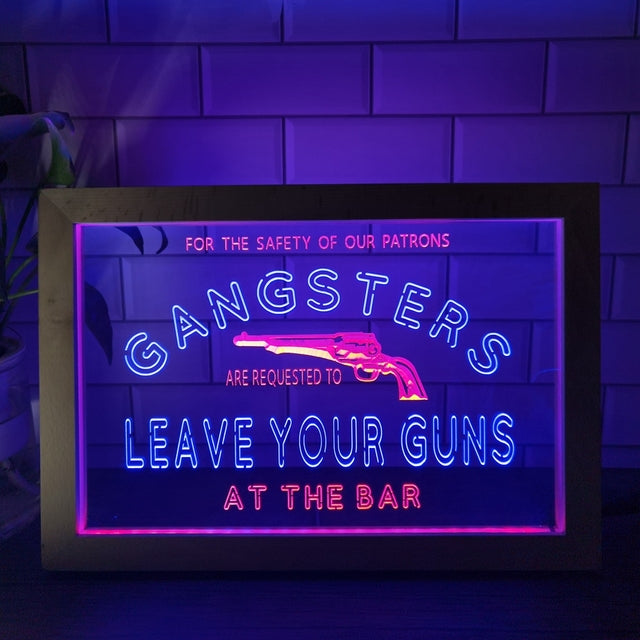 Gangsters Two Tone Bar Sign - Luxury Framed Edition