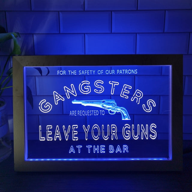 Gangsters Two Tone Bar Sign - Luxury Framed Edition