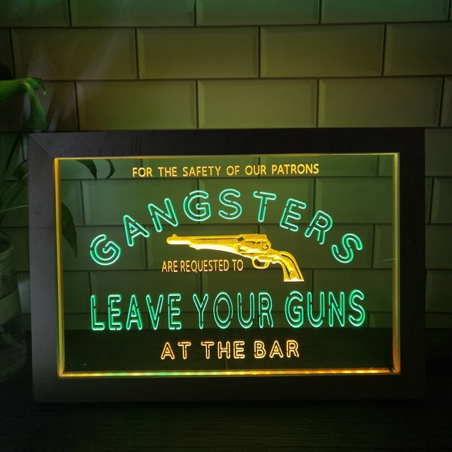 Gangsters Two Tone Bar Sign - Luxury Framed Edition