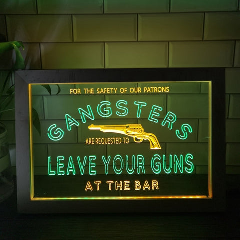 Image of Gangsters Two Tone Bar Sign - Luxury Framed Edition