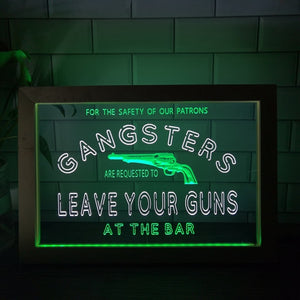 Gangsters Two Tone Bar Sign - Luxury Framed Edition